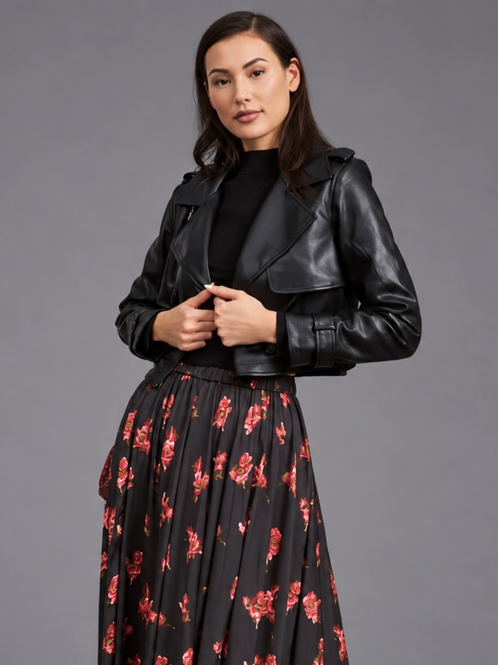 Avec Les Filles Black Faux Leather Jacket NWT Size S